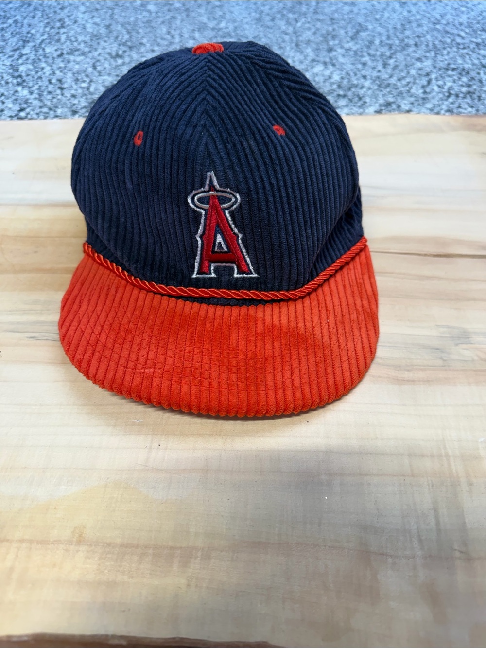 Los Angeles Angels Corduroy Cap in Navy and Red